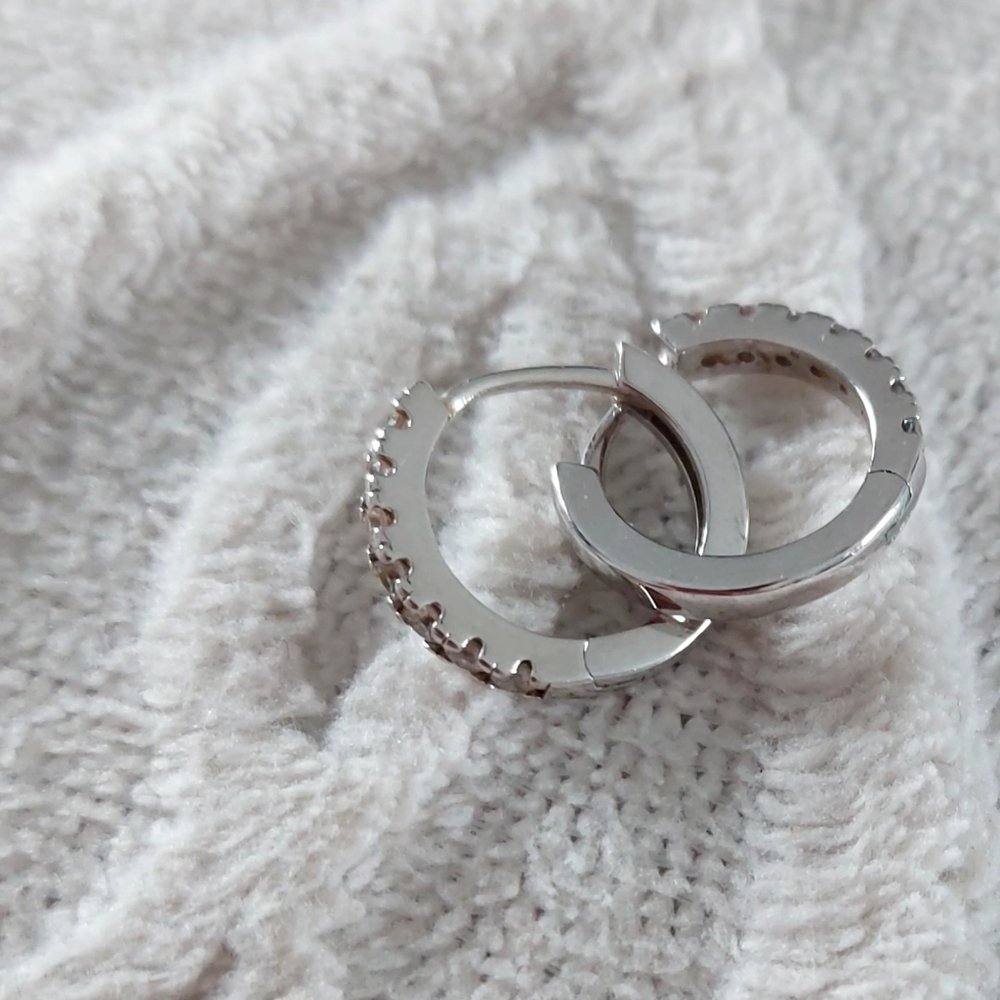 Elegant Small Hoop Earrings With Stones.